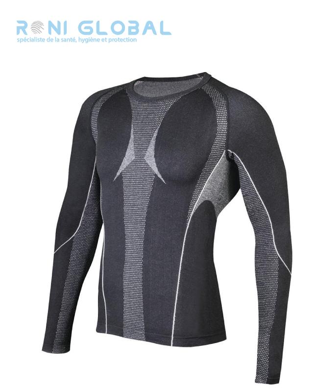 T-shirt manches longues raglan (sous-vêtement) en polyamide, Coolmax et élasthanne - KOLDYTOP DELTA PLUS - Noir, tailles S à XXL_0