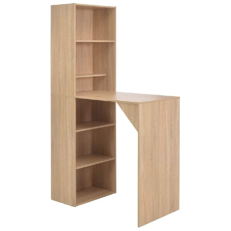 Table haute mange-debout bar bistrot avec armoire - Chêne marron 200 cm - Design contemporain et rangement spacieux_0