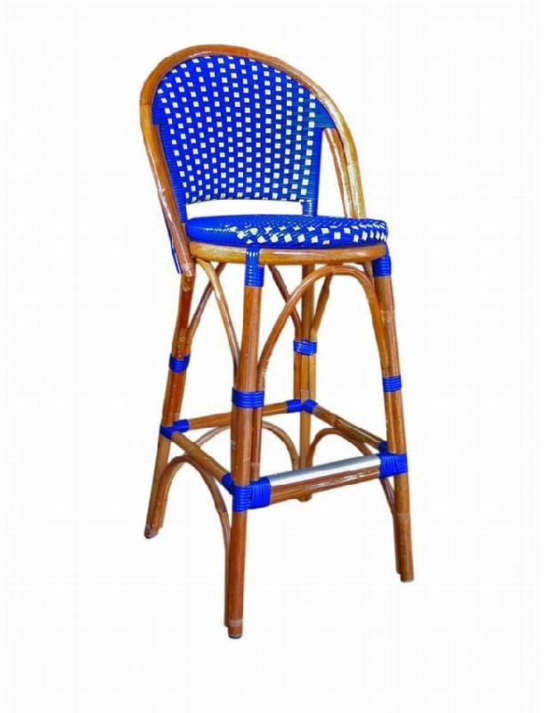 Tabouret de bar Malte - assise et dos tressés - rotin noyer ou naturel avec dossier_0