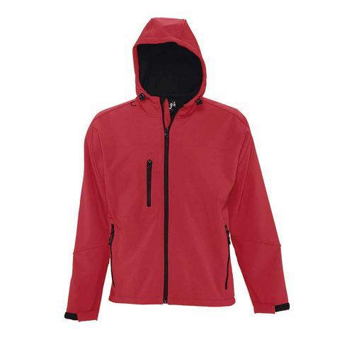 VESTE HOMME ZIPPÉE SOFTSHELL À CAPUCHE EN POLYESTER ROUGE PIMENT