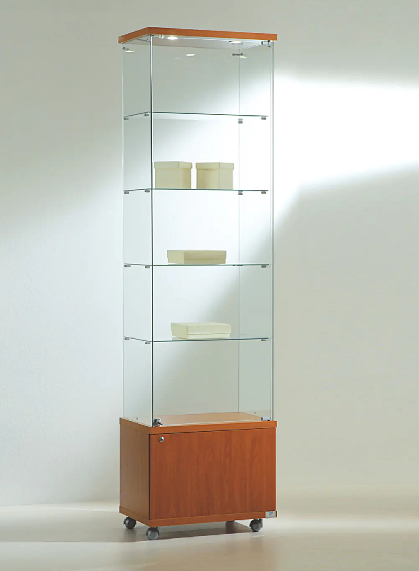Vitrine haute avec meuble bas 6/22MVA - cerisier - verre trempé - 220 cm de hauteur_0