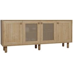 Buffet 4 portes en aggloméré Bohemian noyer avec cannage (2 portes) Hanah Home - 8684283882182_0