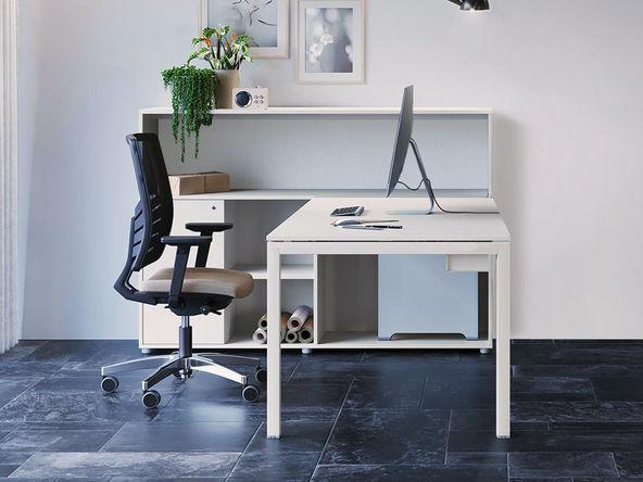 Bureau d'angle Pop Easy sur armoire mi-haute H114 - pratique et fonctionnel - Dimensions 120/140/160/180 x 80 cm_0