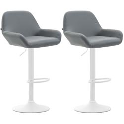 CLP Lot de 2 tabourets de bar Braga en Similicuir Gris/Blanc - gris polyester 316086_0
