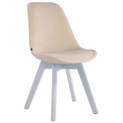 Décoshop26 - Chaise de salle à manger x1  design scandinave en velours crème et piètement à 4 pieds en bois blanc 10_0003290 - blanc 3000251501308_0