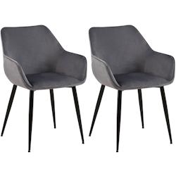 Décoshop26 - Lot de 2 chaises de salle à manger bureau salle d'attente en tissu velours gris foncé et métal noir 10_0001582 - gris 3000250557665_0