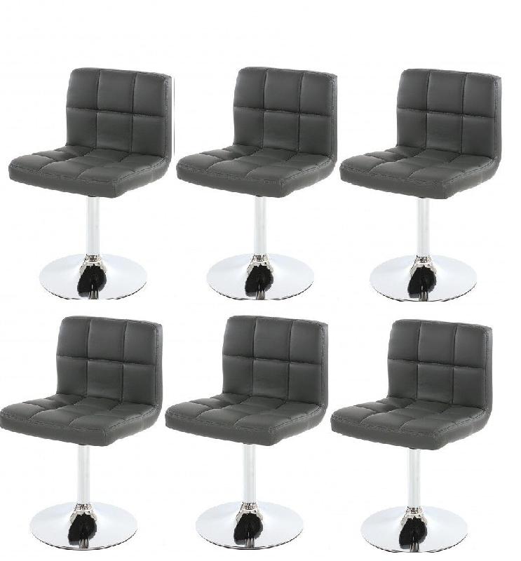 Décoshop26 - Lot de 6 chaises fauteuils de salle à manger en synthétique gris CDS04267 - gris 3000081760562_0