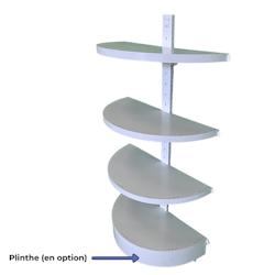 EUROP'METAL Terminaison de Gondole Centrale DEMI-RONDE Blanc H.143xP.40cm Base + 3 Tablettes supérieures TG10PROF400 - blanc acier 3701487200767_0