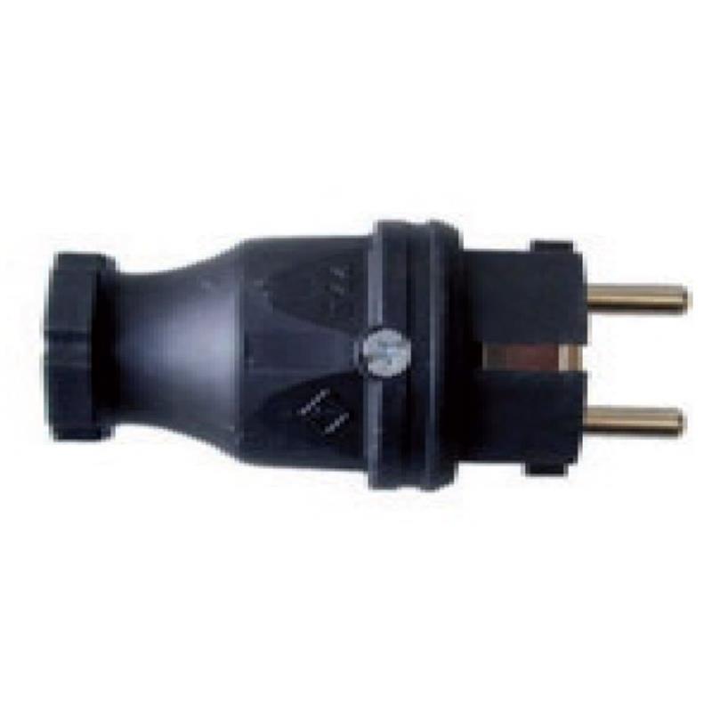Fiche 10039 - Connecteur électronique IP44 - brochage NF - 2P+T 10/16 A - caoutchouc bi standard Schuko/NF_0
