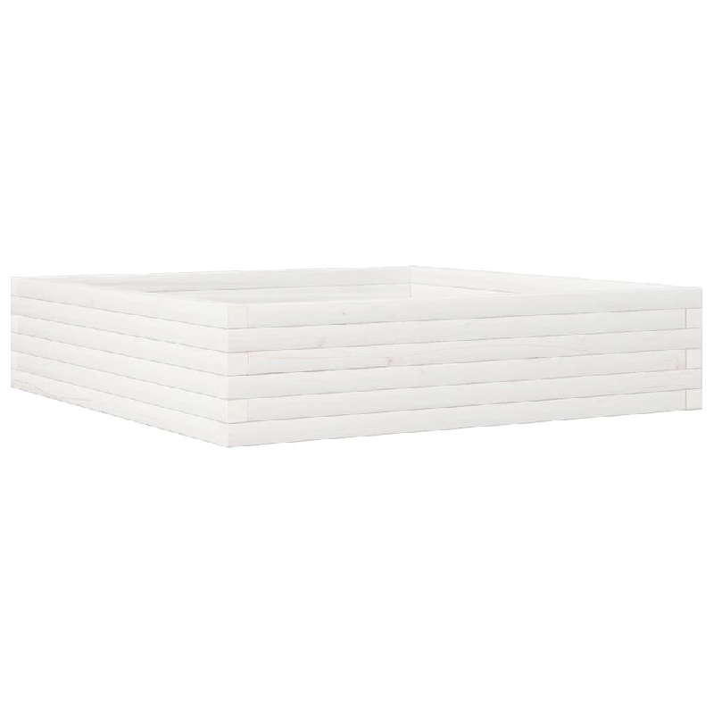 Helloshop26 - Jardinière bac lit surélevé plantes fleurs terrasse jardin 100 x 100 x 23 cm bois de pin massif blanc 02_0037251 - 3000214231211_0