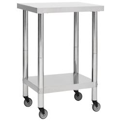 Helloshop26 - Table de travail de cuisine avec roues plan de travail gastronomique espace commercial restaurant 60 x 60 cm acier 02_0001914 - 30000900_0