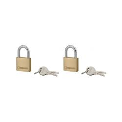 Lot de 2 cadenas Type1+, 30mm, anse acier, 2 clés/cadenas, s'entrouvrant avec la même clé - THIRARD - doré 3150269880329_0