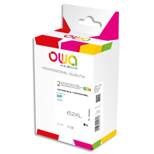 Cartouches d'encre remanufacturées OWA 62XL - Pack de 2 (Noir + Couleur) - Haute capacité - Compatibles HP_0