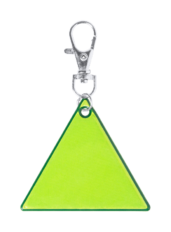 Porte-clés réfléchissant en PVC - Forme triangulaire avec mousqueton - Couleur jaune_0