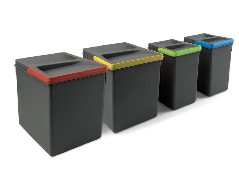 Poubelles de tri sélectif pour tiroir de cuisine - Hauteur 266 mm - 2x15L + 2x7L - Recycle Emuca_0