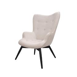 SalesFever Fauteuil rembourré  en tissu texturé | Cadre en métal avec revêtement en poudre noire | L 80 x P 99 x H 92 cm | beige - multicolore mul_0
