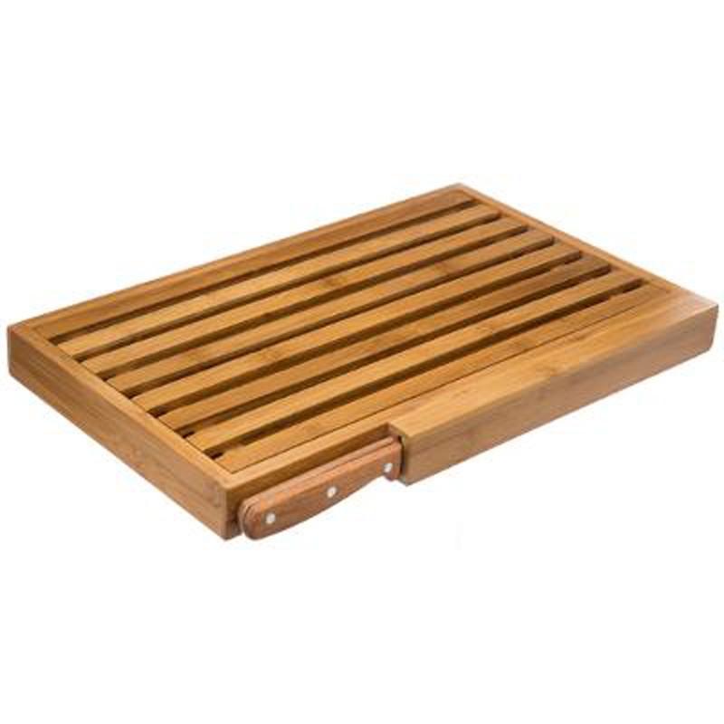 Set planche à pain & couteau en bambou 44cm naturel - Paris Prix_0