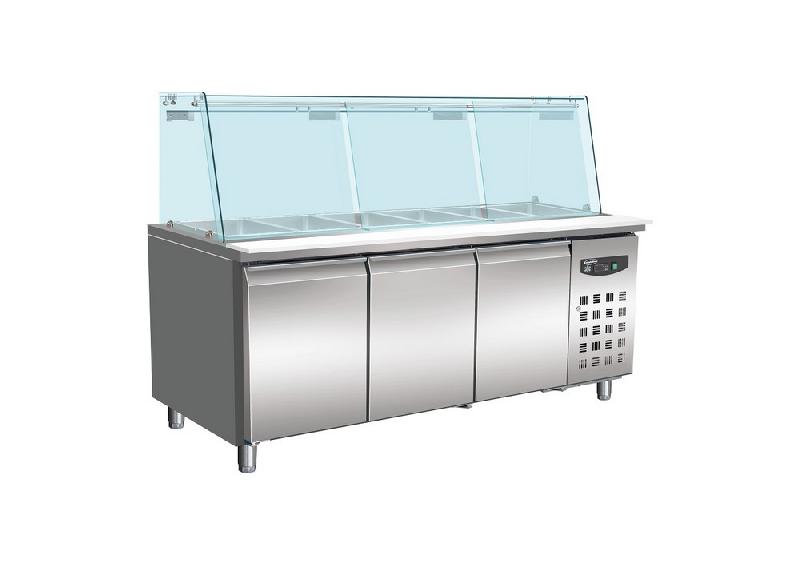 Table réfrigérée avec verre 3 portes5x 1/1 gn récipient - 7950.0425_0