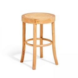 Oviala Business Tabouret en rotin naturel et teck massif - marron polyester 107055_0