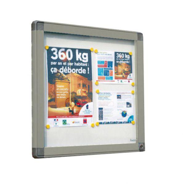 Vitrine extérieure Rolléco - cadre gris - vitrage plexi - format 4 x A4 - étanche et sécurisée_0