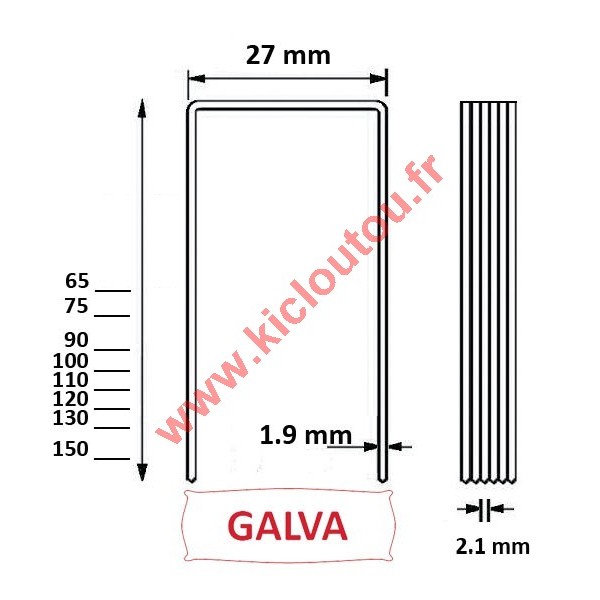 AGRAFES BS 90 MM GALVA - BOITE DE 1500 POUR PANNEAU ISOLANT ÉPAIS