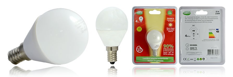AMPOULE LED E14 4W 3000°K BULB VISION-EL 7463B