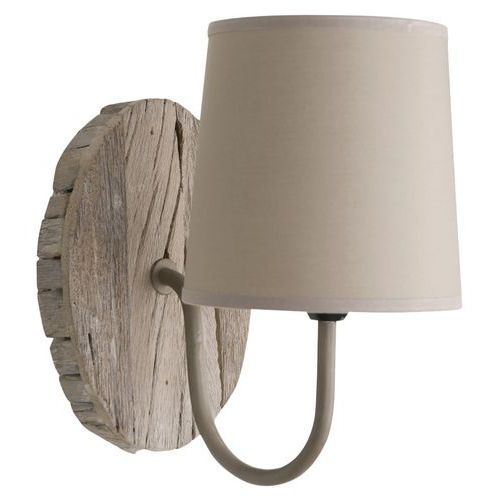 APPLIQUE EN BOIS BASE CARRÉE. ABAT-JOUR EN COTON CHANVRE - COREP