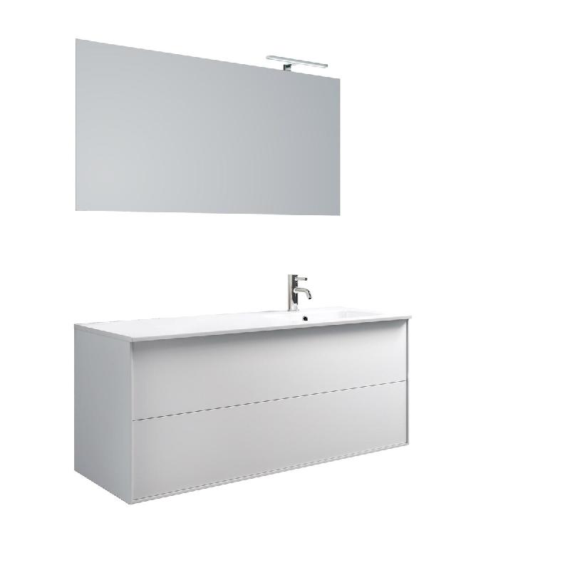 AQA Design Composition de salle de bain en mélamine avec baignoire à droite 4 pièces IGEA blanc mat L.121 P.46,5 H.190 MPIG41-O1 - blanc Bois manuf_0