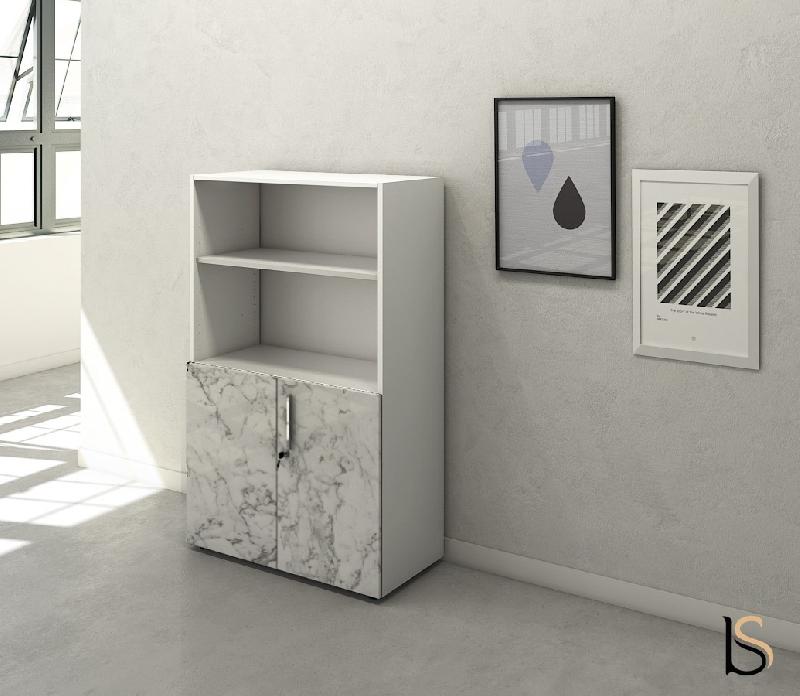 Armoire mi-haute mixte à portes battantes Luxury- Ofitres - Marbre_0