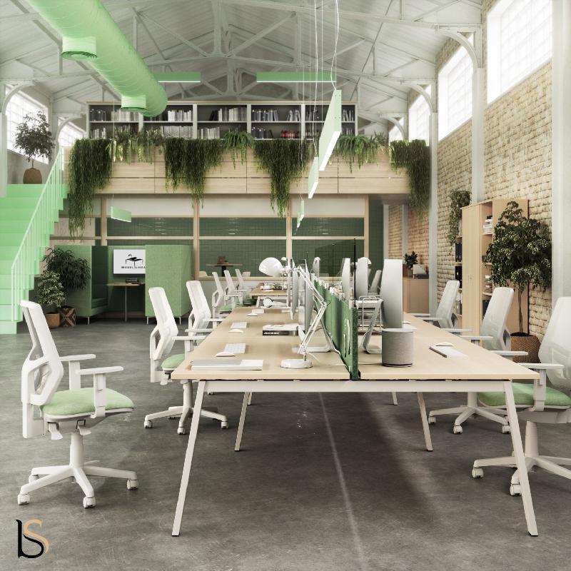 Bureau bench Born 6 personnes - Mobel Linea - Blanc, Hêtre, 420_0