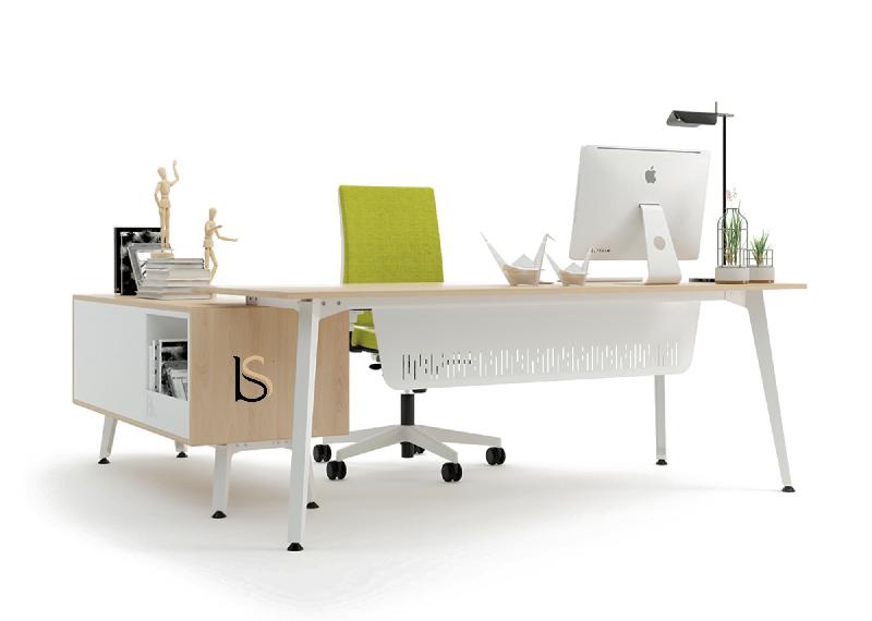 Bureau d'angle avec meuble de rangement Arky - 188, Blanc, Hêtre, Droite_0