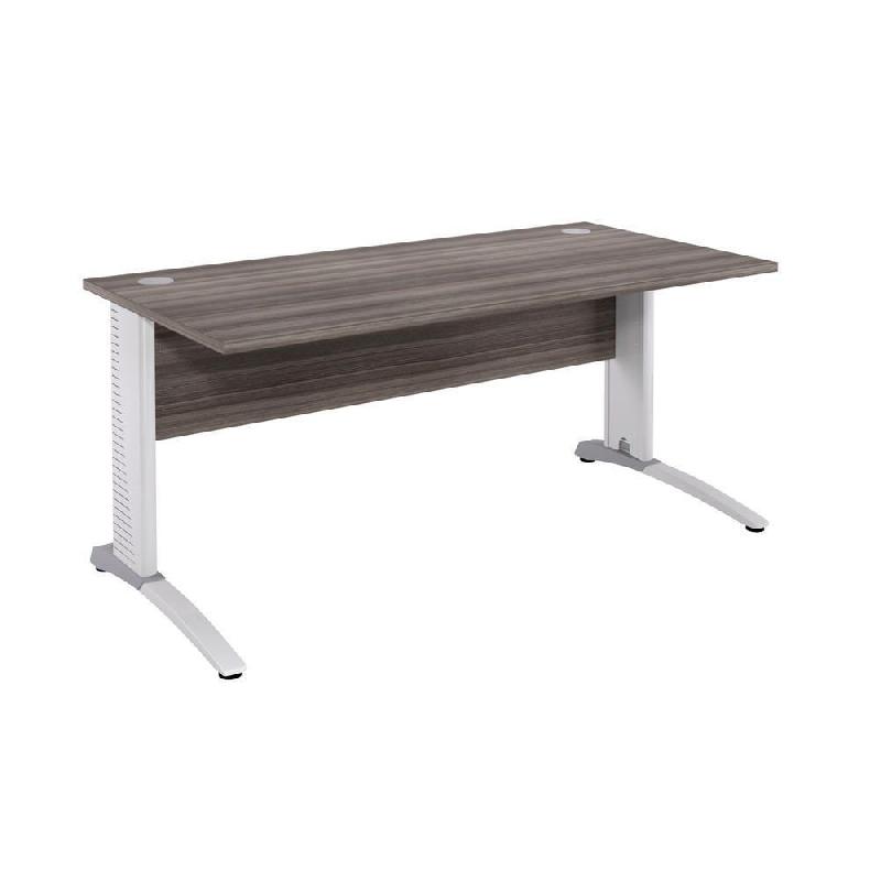 BUREAU DROIT BIOSPACE 2 - L. 180 X P. 80 CM - PLATEAU CEDRE - PIEDS L BLANCS  - EMBASE BLANCHE
