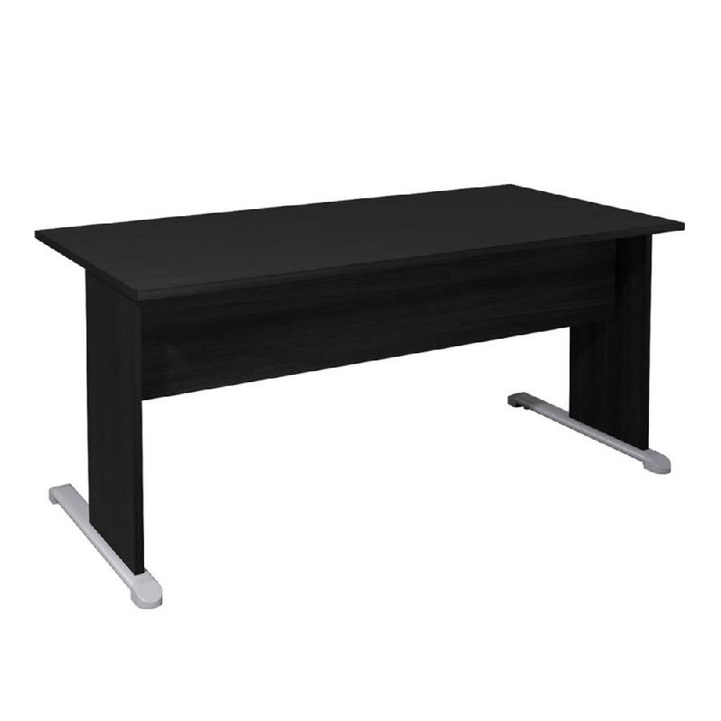 BUREAU DROIT PRONTO BOIS - L.160 X P.80 CM - PLATEAU NOIR - PIEDS L NOIR