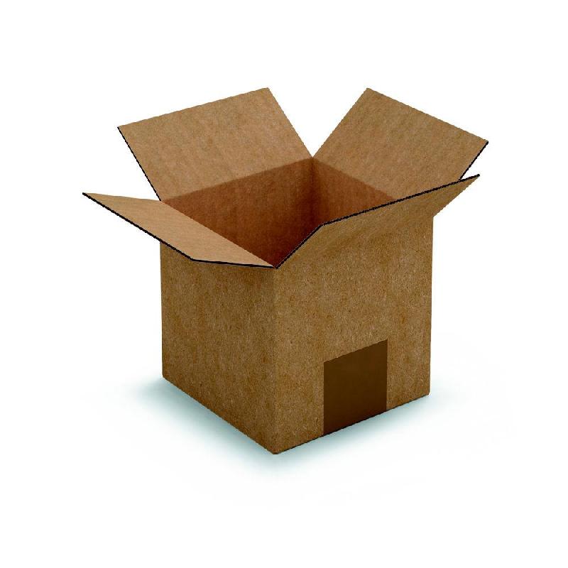 CAISSE AMERICAINE RAJA CARTON SIMPLE CANNELURE - L.INT. 12 X L.12 X H.12 CM - KRAFT BRUN - LOT DE 25