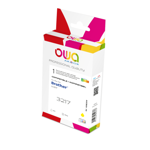CARTOUCHE D'ENCRE REMANUFACTURÉE OWA - STANDARD - JAUNE - POUR BROTHER LC-3217Y - CARTOUCHE COMPATIBLE