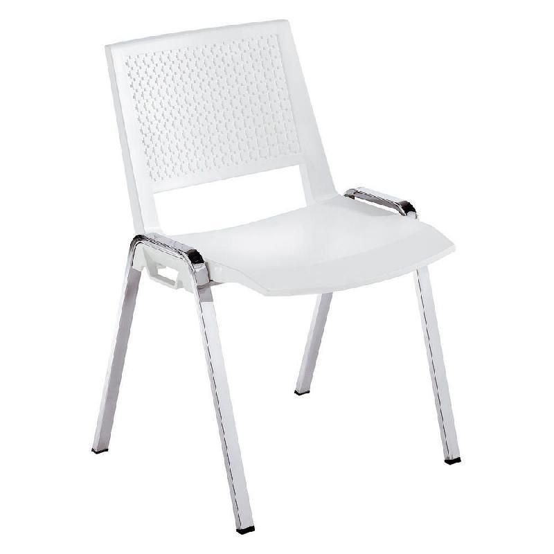 CHAISE COLLECTIVITÉS DOHA - POLYPROPYLÈNE - BLANC - PIEDS MÉTAL CHROMÉ (PRIX À L'UNITÉ)