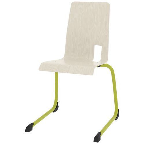 CHAISE COQUE SODA PIÈTEMENT LUGE ALU - BLANC PASTEL/VERT GRANNY - RODET