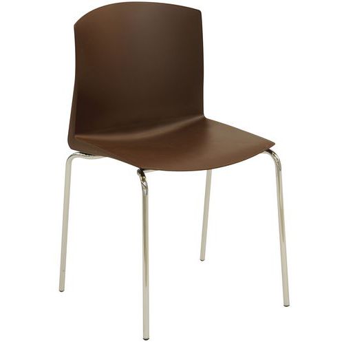 CHAISE POOL 4 PIEDS CHROMÉS COQUE MARRON