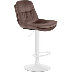 CLP Tabouret de bar Laurel velours Marron/Métal blanc mat - marron textile 323969_0