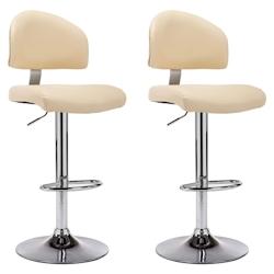 Décoshop26 - Lot de 2 tabourets de bar chaises hautes avec dossiers en PVC crème et acier DEC029656 - 3000257484377_0
