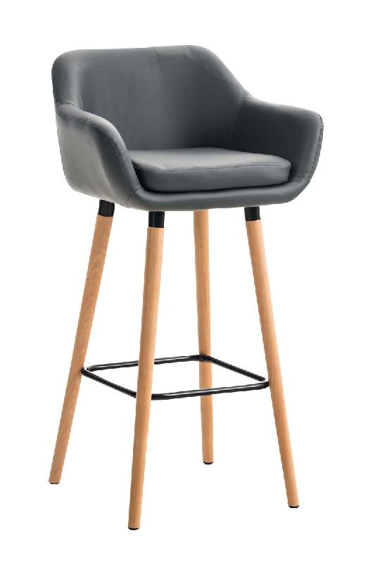 Décoshop26 - Tabouret de bar x1 design scandinave en PVC gris cadre en bois repose-pieds en métal 10_0006136 - gris métal 3000265405890_0