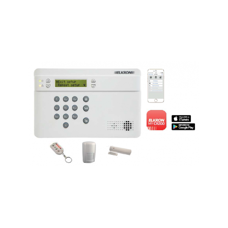 KIT ALARME SANS FIL COMPLET - ELKRON - KCR200GSM