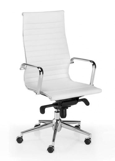 Fauteuil de Direction Haut Dossier LEO Blanc - Référence 7649 FR206 - Mécanisme basculant 4 positions - Revêtement écocuir_0