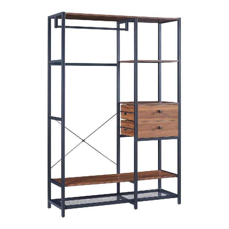Helloshop26 - Portant à vêtements portemanteau porte-vêtements penderie dressing ouvert 180 x 120 x 40 cm noir effet noyer 03_0010292 - 3000225150327_0