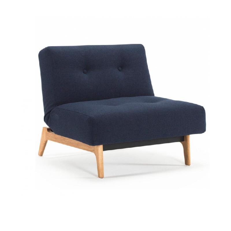 INNOVATION LIVING  FAUTEUIL DESIGN CONVERTIBLE LIT 115*90 AMPLE  EIK MIXED DANCE BLUE PIEDS CHÊNE CLAIR_0