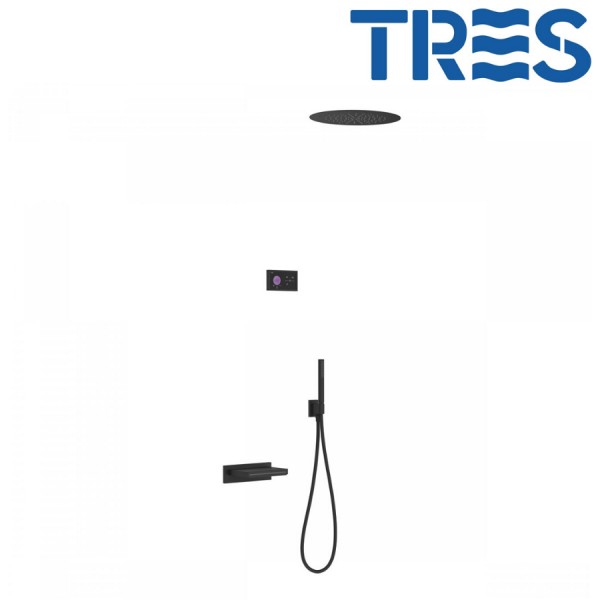 KIT DE BAIGNOIRE THERMOSTATIQUE ÉLECTRONIQUE ET ENCASTRÉ SHOWER TECHNOLOGY NOIR MAT - TRES 09288320NM