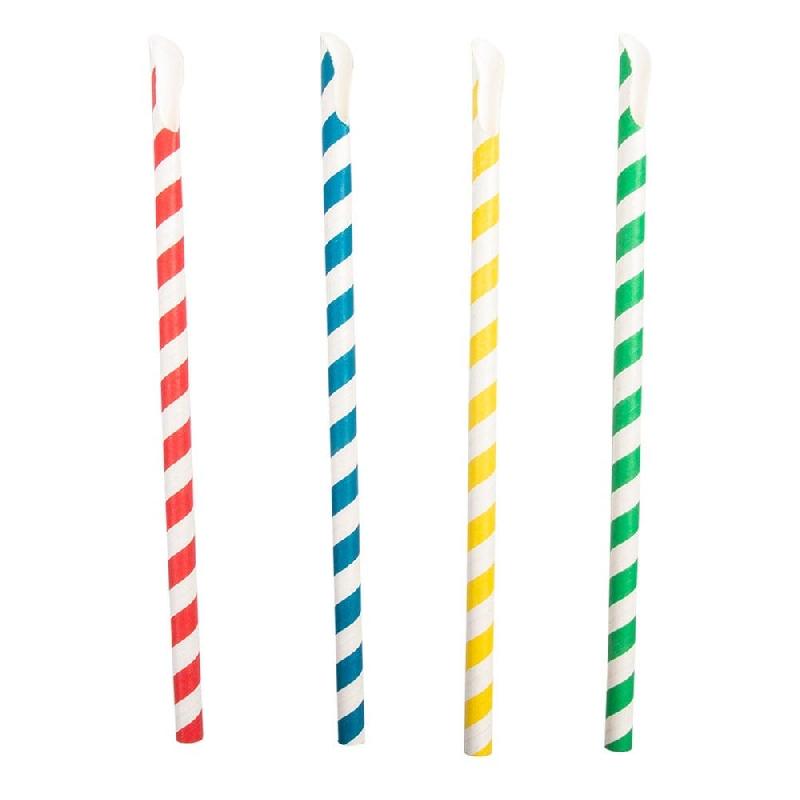 Paille-cuillère papier rayée coloris assortis Ø0,80x21cm - par 1000_0
