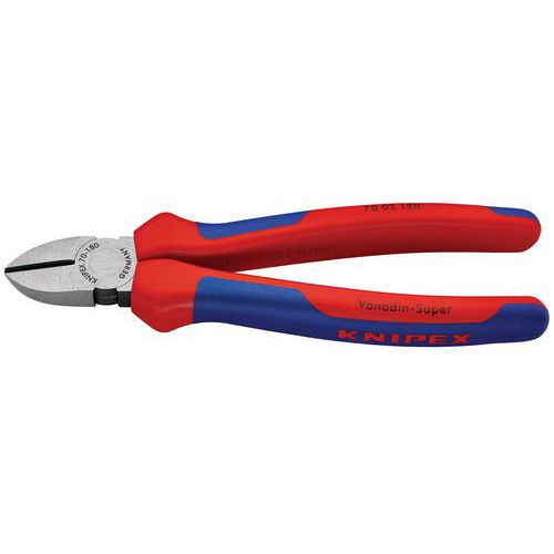 PINCE COUPANTE DE CÔTÉ 180MM - TÊTE ÉTROITE - BI-MATIÈRE - POLIE - KNIPEX