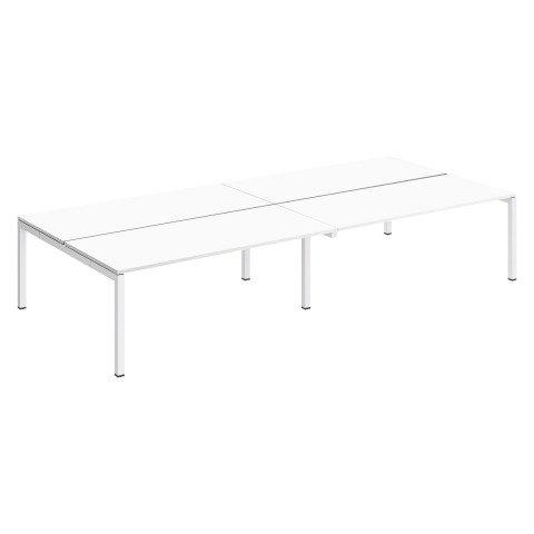 PÔLE 4 BUREAUX DROITS ARKO L 360 X P 168 CM PLATEAUX BLANC PIÈTEMENT MÉTAL ARCHE BLANC