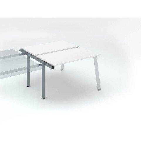 PÔLE DE 2 BUREAUX ECLA BLANC L 120 X P 60 CM PIÈTEMENT MÉTAL FINITION ALUMINIUM - ÉLÉMENT SUIVANT